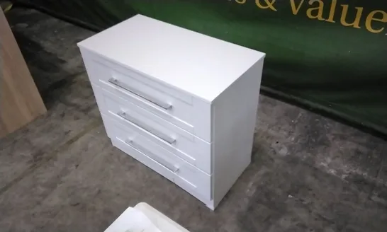 DESIGNER 3 DRAWER BEDSIDE TABLE LIGHT GREY FINISH 