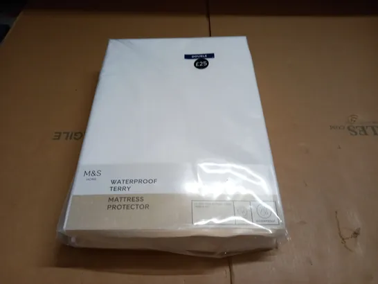 M&S WATERPROOF TERRY MATTRESS PROTECTOR - DOUBLE