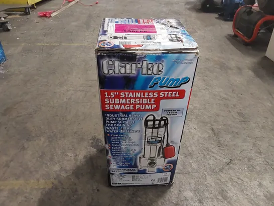 BOXED CLARKE 1.5" STAINLESS STEEL SUBMERSIBLE SEWAGE PUMP