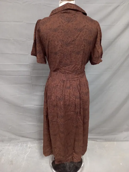 DISTURBIA ROSAMOTH MIDI SHIRT DRESS IN BROWN SIZE 10