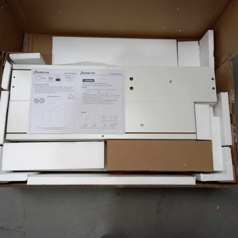 BOXED PANAMA SELF-ASSEMBLY 3 DRAWER CHEST IN WHITE, WITH INSTRUCTIONS.. APPROX 65CM WIDTH 