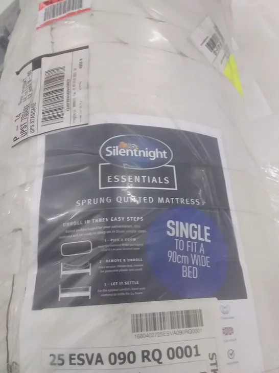 QUALITY BAGGED SILENTNIGHT SPRING QUILTED 3' SINGLE MATTRESS 