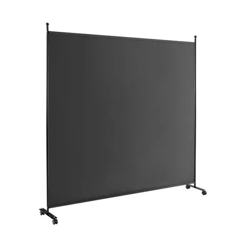 BOXED COSTWAY 6 FEET SINGLE PANEL ROLLING ROOM DIVIDER WITH SMOOTH WHEELS - GREY