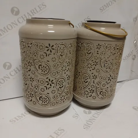 GARDEN REFLECTIONS SET OF 2 PATTERNED SOLAR LANTERNS, PAISLEY