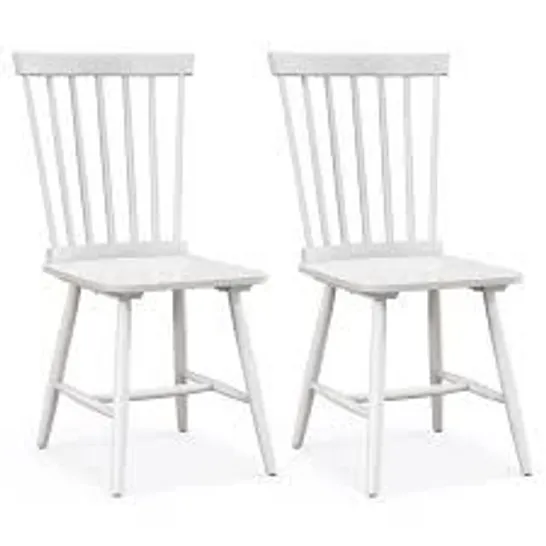 BOXED COSTWAY SET OF 2 WINDSOR DINING CHAIRS WITH HIGH SPINDLE BACK - WHITE