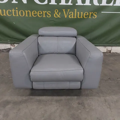 DESIGNER GREY LEATHER ELECTRIC RECLINER CHAIR - MISSING POWER SUPPLY 