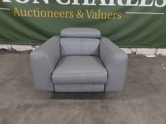 DESIGNER GREY LEATHER ELECTRIC RECLINER CHAIR - MISSING POWER SUPPLY 