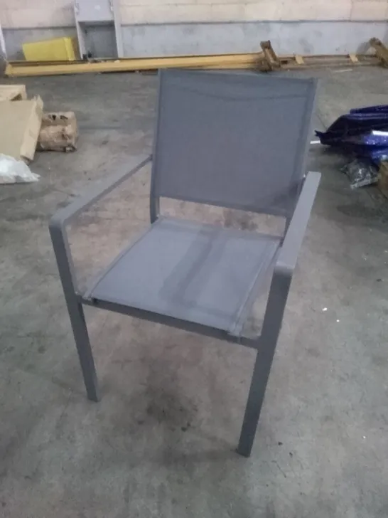 GREY METAL GARDEN ARMCHAIR 