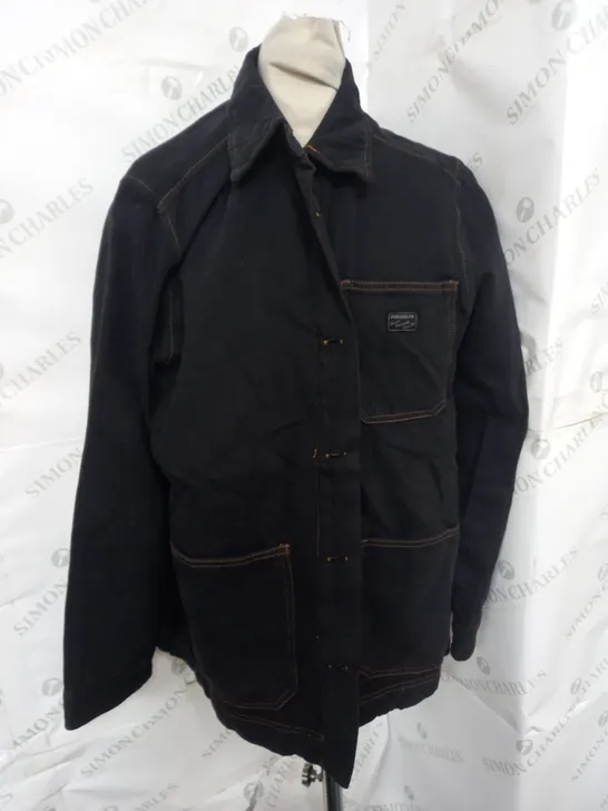 PULL&BEAR QUILTED DENIM JACKET IN BLAC SIZE L