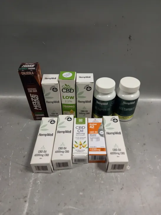 APPROXIMATELY 10 ASSORTED CBD SUPPLEMENT PRODUCTS TO INCLUDE CAPSULES, OIL ETC - COLLECTION ONLY 