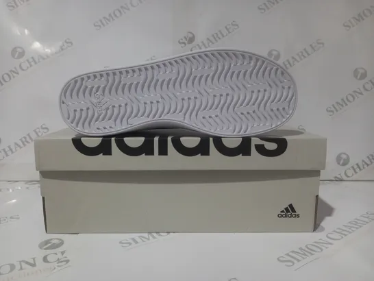 BOXED PAIR OF ADIDAS VL COURT 3.0 K SHOES IN BLACK/WHITE UK SIZE 5