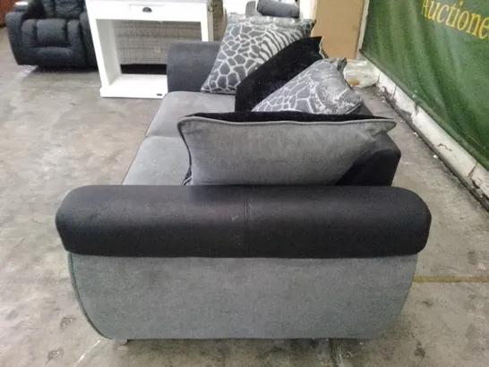 QUALITY DESIGNER 2 SEATER SOFA - GREY/BLACK FABRIC 