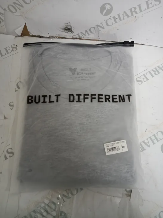 BUILT DIFFERENT LIGHT GREY T-SHIRT SIZE 2XL 