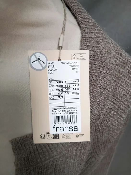 BRAND NEW BAGGED FRANSA FRERETTA CARDIGAN 4 BROWN SIZE M