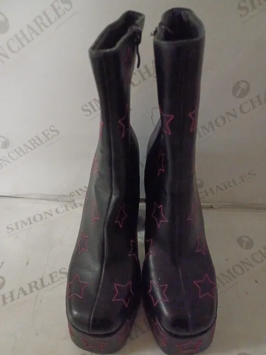 PAIR OF KOI WOMEN'S A QUEEN’S LITTLE SECRET DIAMANTE HEELED BOOTS SIZE 6