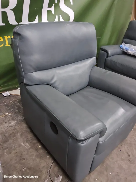 QUALITY ITALIAN DESIGNER JULIA POWER RECLINING EASY CHAIR GREY LEATHER 