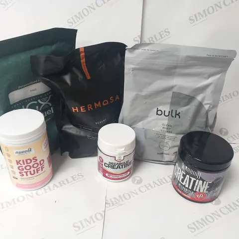 APPROXIMATELY EIGHT ASSORTED FOOD SUPPLEMENTS TO INCLUDE; BULK, WARRIOR, HERMOSA, NGX AND NUZEST