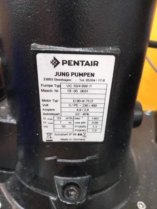 PENTAIR JUNG PUMPEN UC 10/4 BW/1 SEWAGE LIFTING STATION