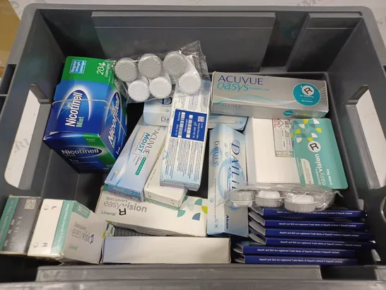 BOX TO CONTAIN APPROX. 20 X ASSORTED VISION CARE PRODUCTS. INCLUDES PACKS OF CONTACT LENSES, CLEANING SOLUTION ETC. BRANDS VARY - COLLECTION ONLY