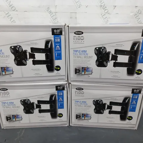 4 BOXED AND SEALED ROSS NEO SERIES TRIPLE ARM FULL MOTION WALL MOUNT