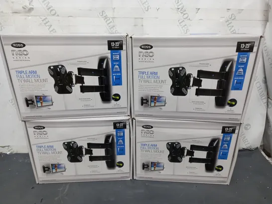 4 BOXED AND SEALED ROSS NEO SERIES TRIPLE ARM FULL MOTION WALL MOUNT