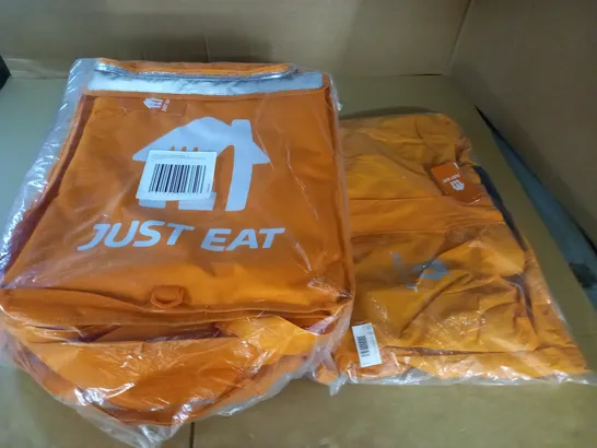 JUST EAT BRANDED ORANGE FOOD STORAGE BAG AND LARGE JACKET 