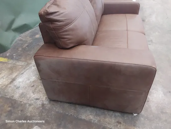 DESIGNER TWO SEATER SOFA BROWN LEATHER 