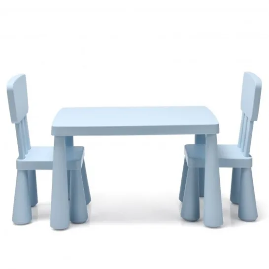 BOXED 3-PIECE TODDLER MULTI ACTIVITY PLAY DINING STUDY KIDS TABLE AND CHAIR SET - BLUE