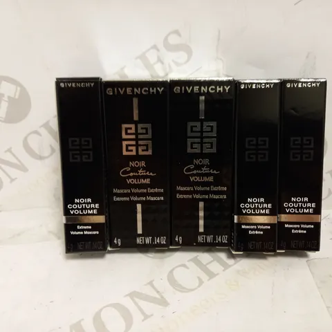 LOT OF 5 X 4G ASSORTED GIVENCHY NOIR COUTURE VOLUME MASCARA - N°1 BLACK TAFFETA