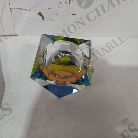 LUXENOA IRIDESCENT GLASS CANDLE HOLDER