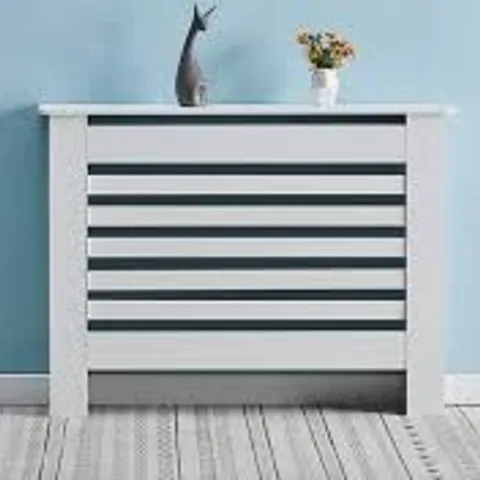 A BOXED OFCASA WHITE WOODEN RADIATOR COVER