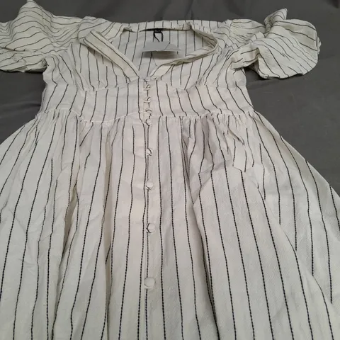 NOBODY CHILD STARLIGHT MINI DRESS INDIA CREAM NEUTRAL STRIPE - UK 8