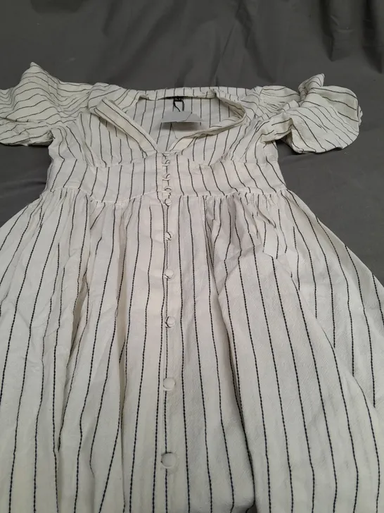 NOBODY CHILD STARLIGHT MINI DRESS INDIA CREAM NEUTRAL STRIPE - UK 8