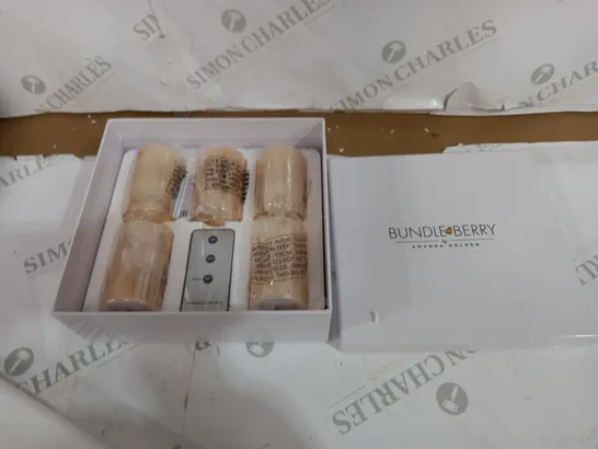 BOXED BUNDLEBERRY GOLD FLAME CANDLE SET