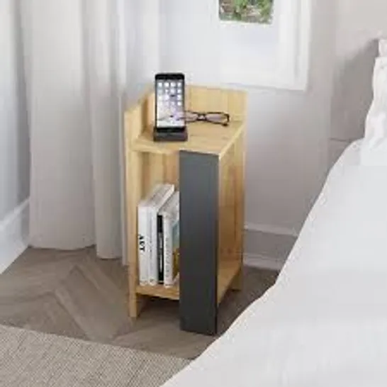 BOXED ELOS MODERN BEDSIDE TABLE/NIGHTSTAND IN OAK