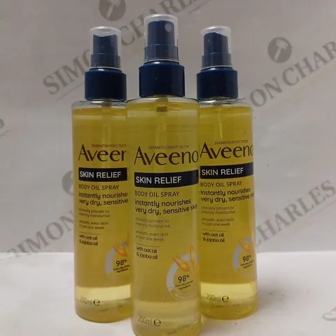 BOX OF 3 X 200ML AVEENO SKIN RELIEF BODY OIL SPRAY