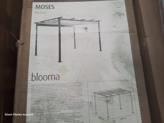 BOXED BLOOMA MOSES 4 × 3M SLIDING FABRIC ROOF GAZEBO