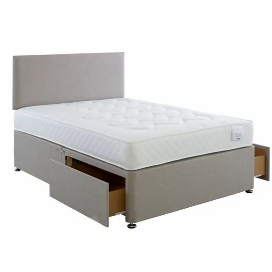 BOXED COMFORT 4'6" DOUBLE DIVAN BASE & HEADBOARD SET (3 BOXES)