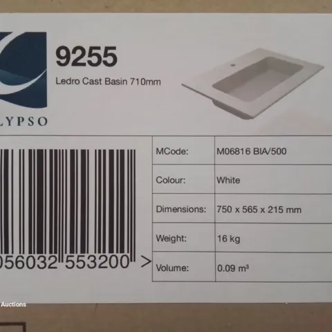 BRAND NEW BOXED CALYPSO LEDRO CAST BASIN 710MM
