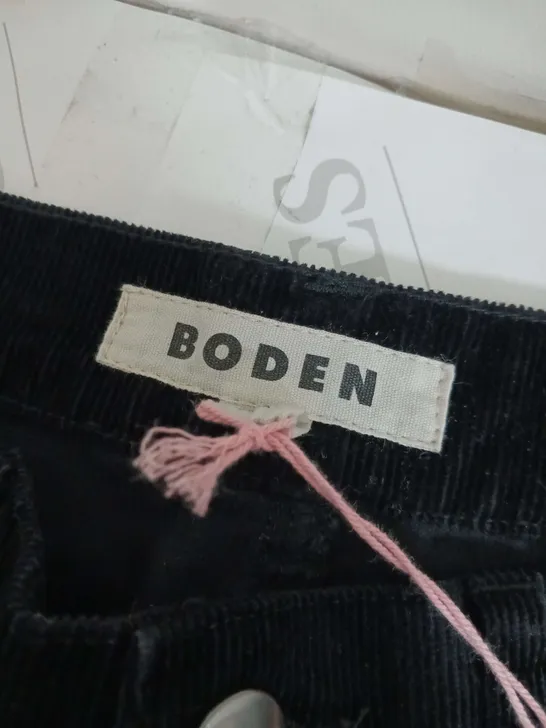 BODEN BLACK CHORD TROUSERS SIZE UK 8P 