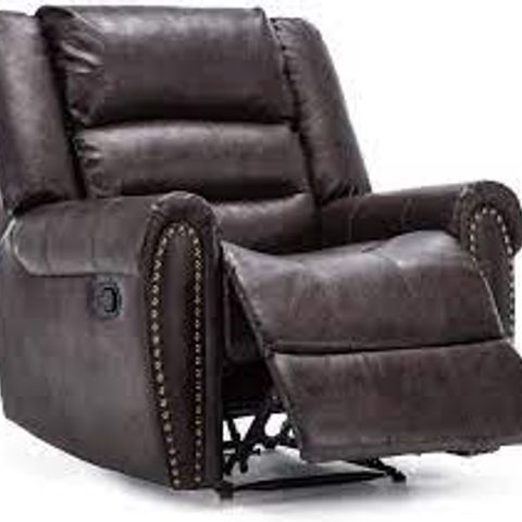 BOXED DENVER BROWN FAUX LEATHER MANUAL RECLINING EASY CHAIR (1 BOX)