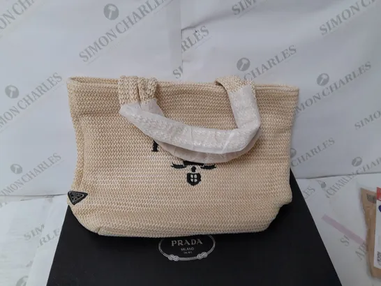 PRADA TOTE BAG IN BEIGE WEAVE 