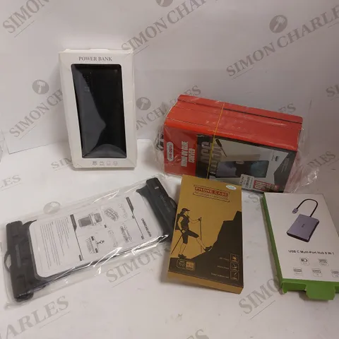 BOX OF APPROX 10 ITEMS TO INCLUDE USB MULTI PORT, UNBREAKABLE WATERPROOF CASES AND SCREEN PROTECTORS