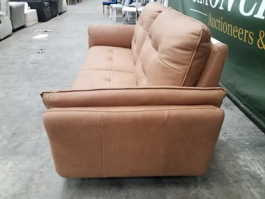 QUALITY ITALIAN DESIGNER BOLZANO 3 SEATER ELECTRIC RECLINER SOFA - TAN FAUX LEATHER