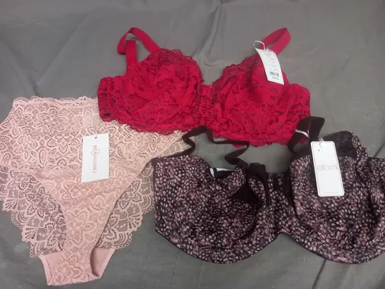 LOT OF 3 ASSORTED LADIES UNDERWEAR ITEMS INCLUDES TWO BRAS IN 32HH AND PANTS IN UK M