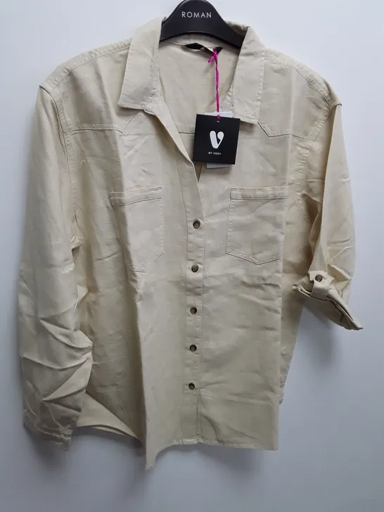 VERY LONG SLEEVE SHIRT IN STONE - UK 14