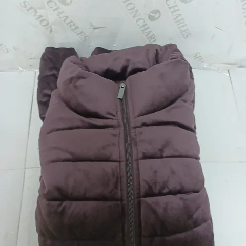 CENTIGRADE PUFFER COAT IN PURPLE VELVET SIZE S