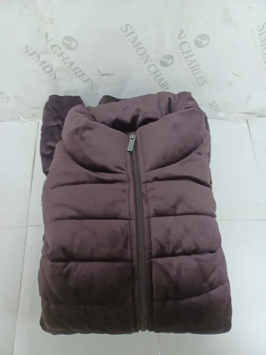 CENTIGRADE PUFFER COAT IN PURPLE VELVET SIZE S