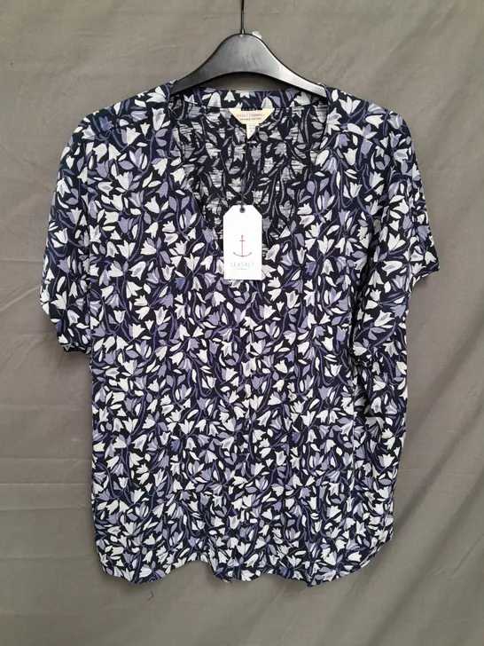 SEASALT CORNWALL LADIES BLUE FLORAL TOP SIZE 22