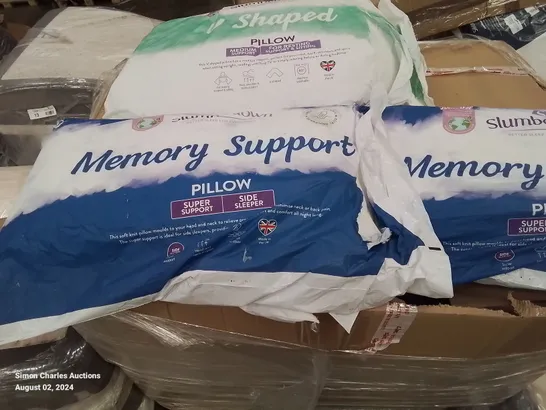 PALLET OF VARIOUS PILLOWS, SIZES AND SPECS VARY 